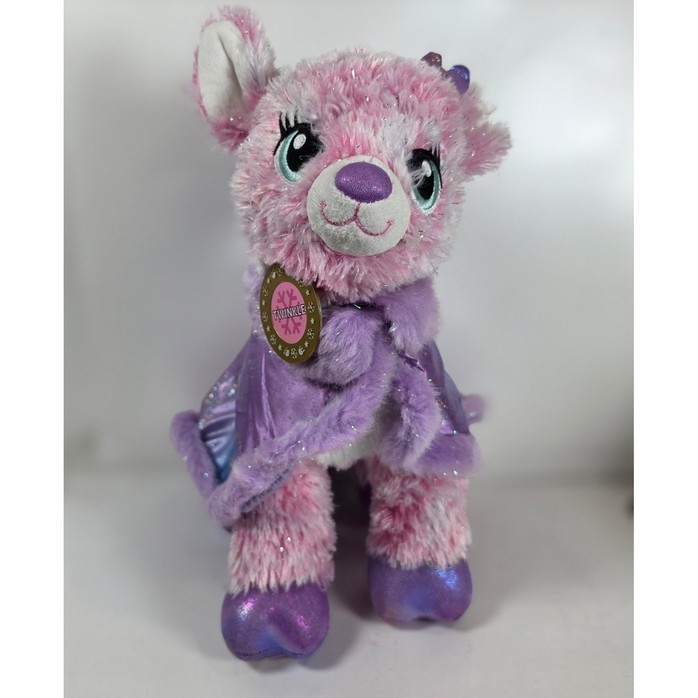 Build A Bear Merry Mission Twinkle Pink Reindeer Plush‎ 14" Purple Cape Tag